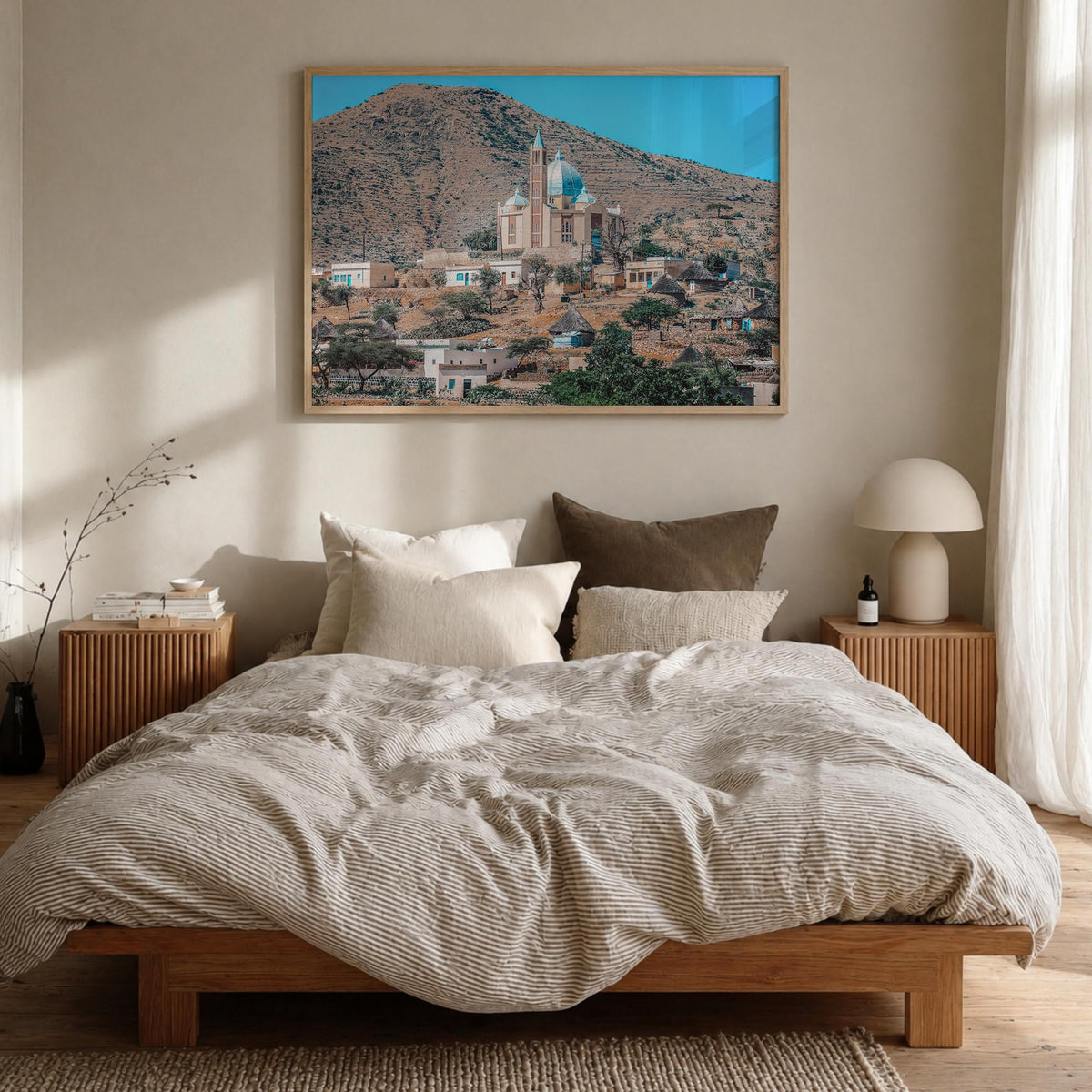 Eritrea colorful photo poster of Africa – horizontal wall art in natural wood frame, hanging on wall