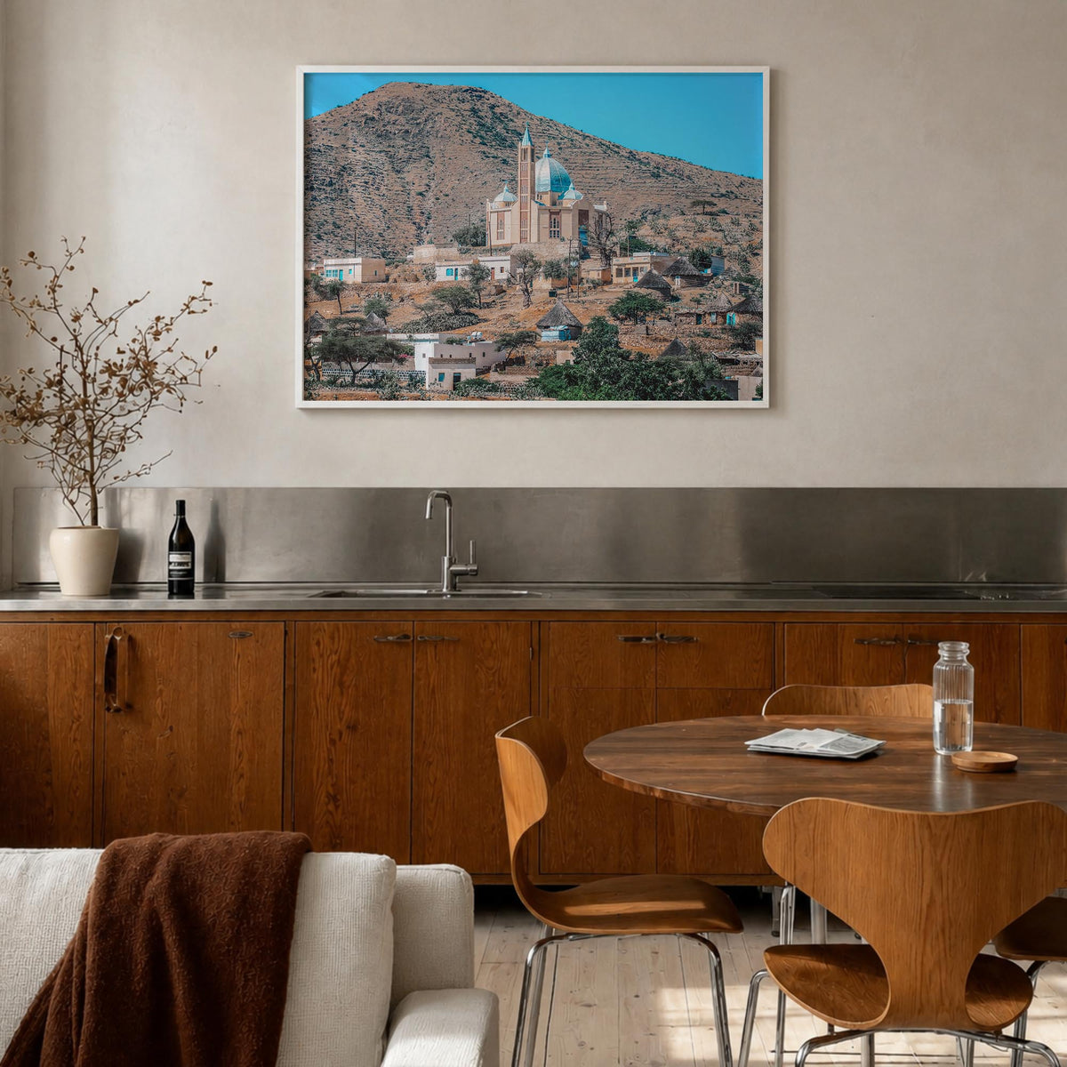 Eritrea colorful photo poster of Africa – horizontal wall art in white wood frame, hanging on wall