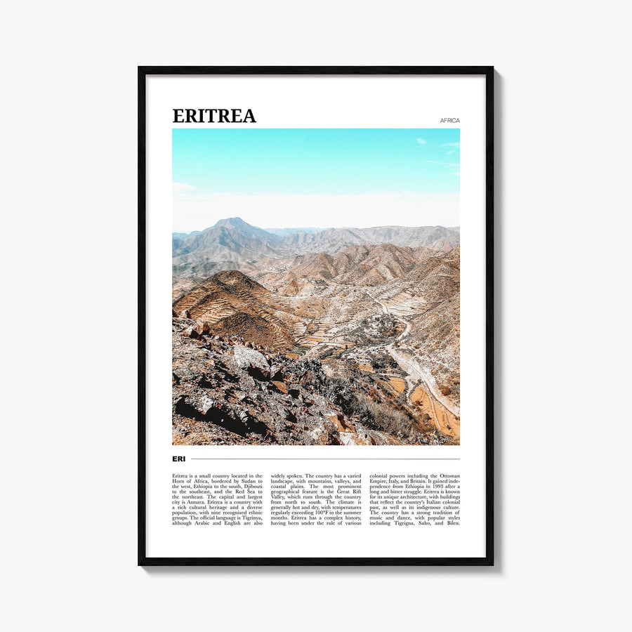Eritrea colorful travel poster of Africa – vertical wall art, unframed print shown in interior mockup