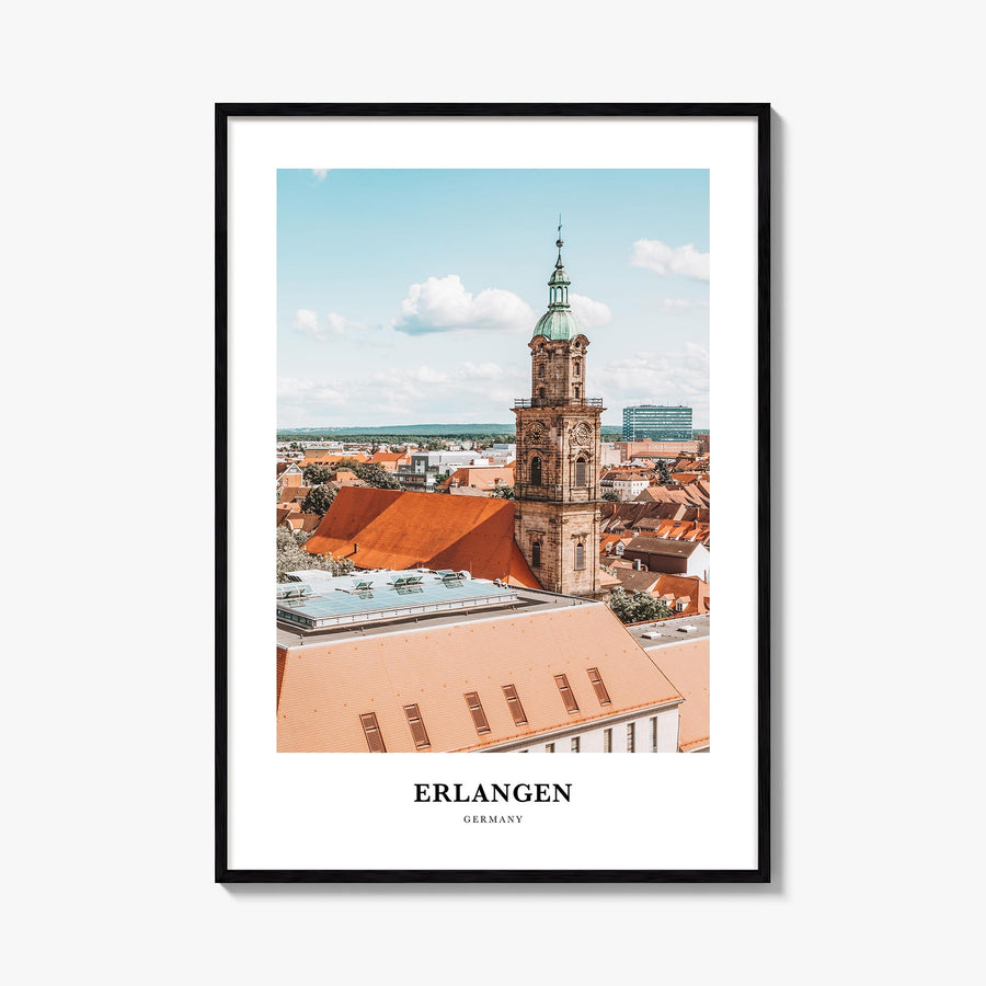 Erlangen colorful classic poster of Germany – vertical wall art, unframed print shown in interior mockup
