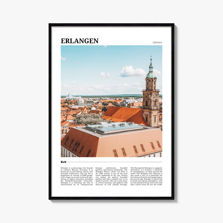 Erlangen colorful travel poster of Germany – vertical wall art, unframed print shown in interior mockup