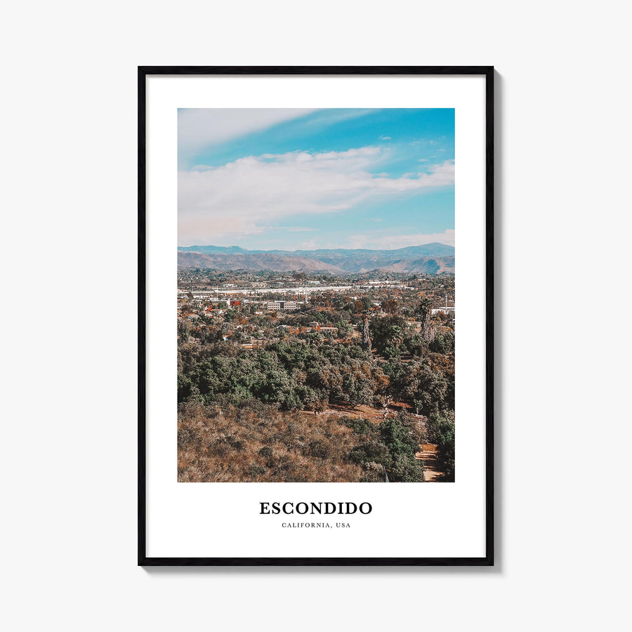 Escondido colorful classic poster of California, USA – vertical wall art, unframed print shown in interior mockup