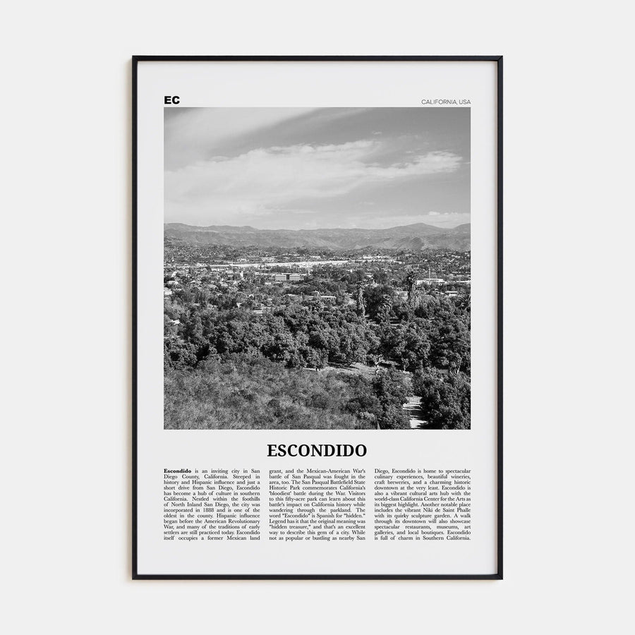 Escondido Poster None / 8x12 in Nbourhood Travel B&W Poster