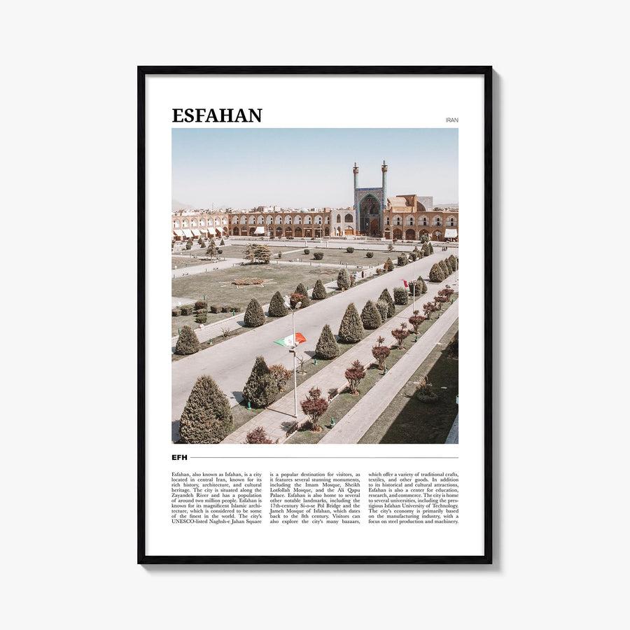 Esfahan colorful travel poster of Iran – vertical wall art, unframed print shown in interior mockup