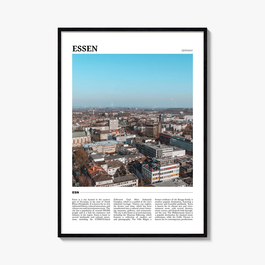Essen colorful travel poster of Germany – vertical wall art, unframed print shown in interior mockup