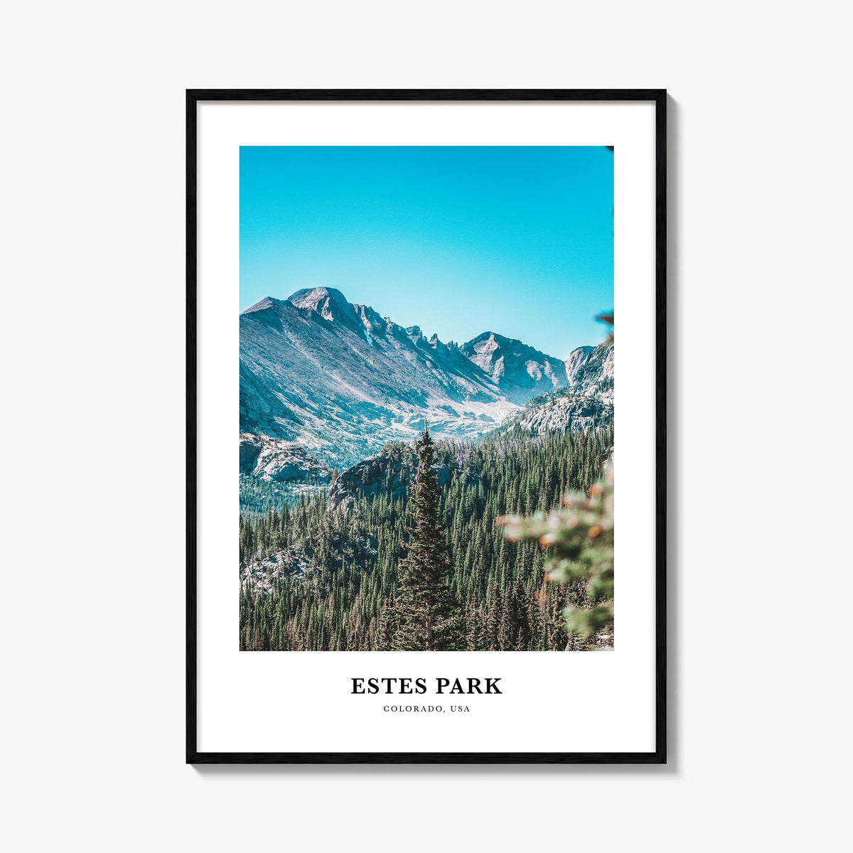 Estes Park colorful classic poster of Colorado, USA – vertical wall art, unframed print shown in interior mockup