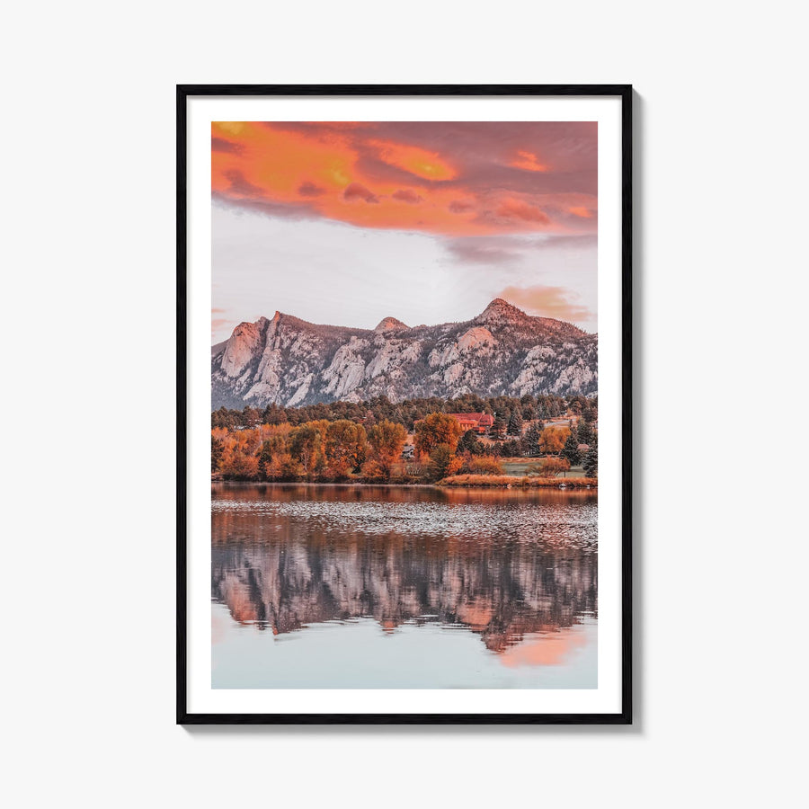 Estes Park colorful photo poster of Colorado, USA – vertical wall art, unframed print shown in interior mockup