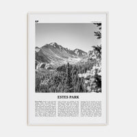 Estes Park Poster White Wood / 8x12 in Nbourhood Travel B&W Poster