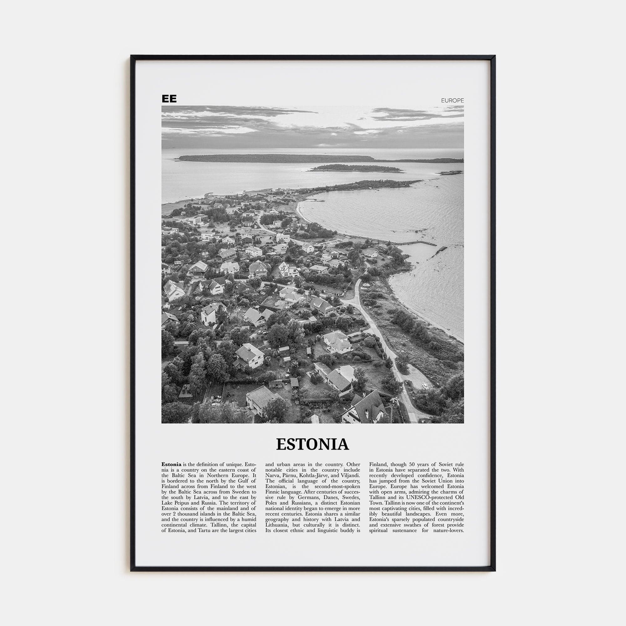 Estonia Poster None / 8x12 in Nbourhood Travel B&W Poster