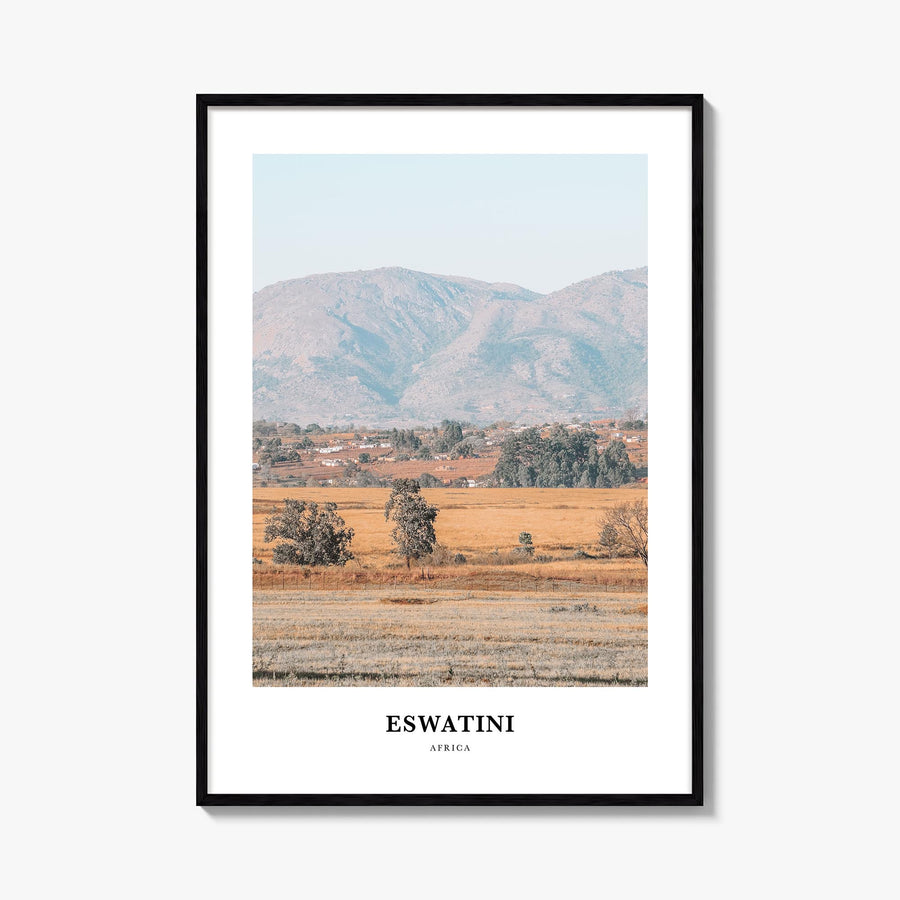 Eswatini colorful classic poster of Africa – vertical wall art, unframed print shown in interior mockup