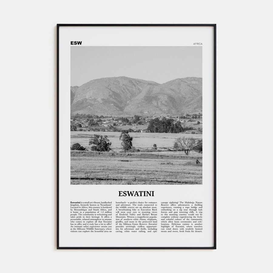 Eswatini Poster None / 8x12 in Nbourhood Travel B&W Poster