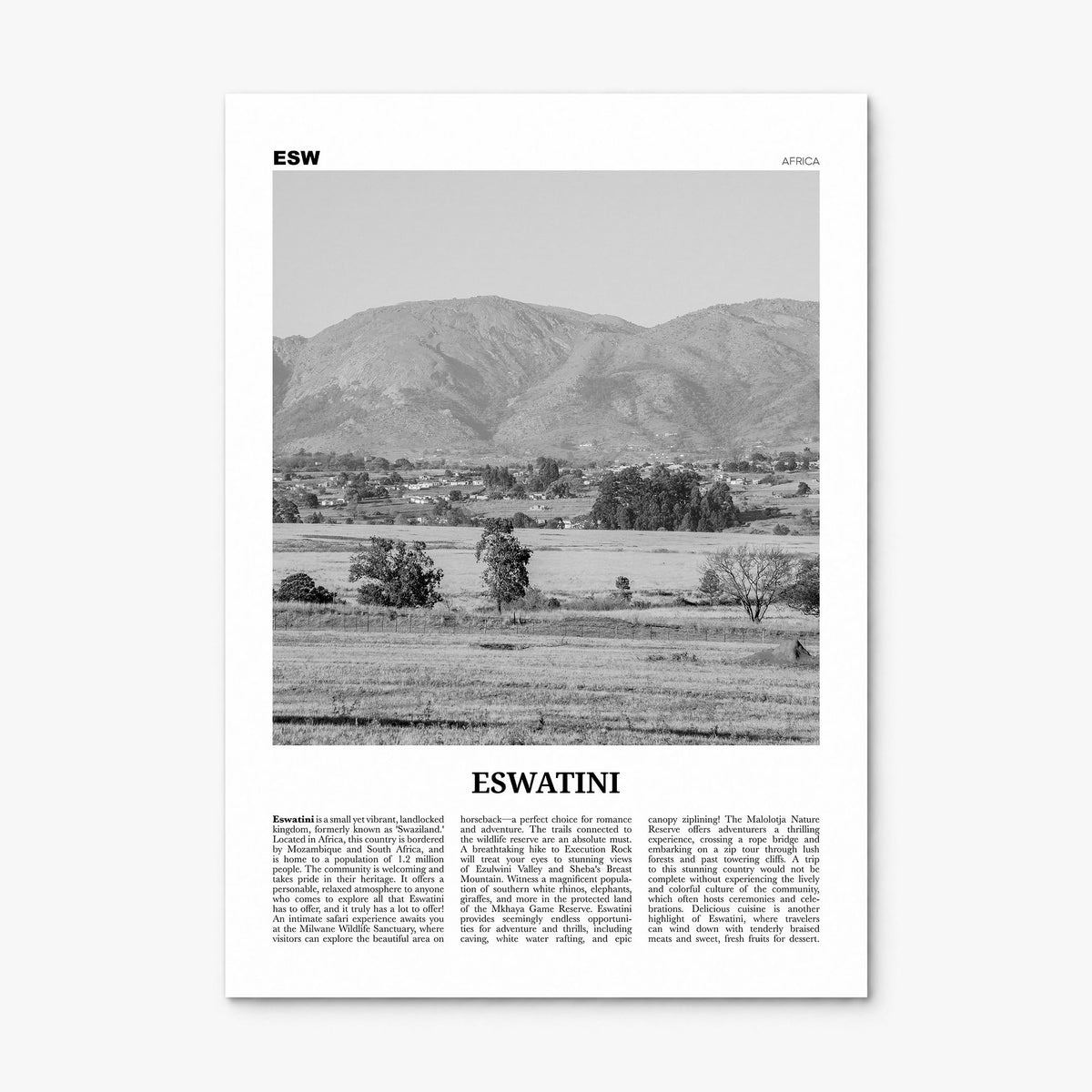 Eswatini Newspaper Poster, print only (unframed)