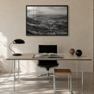 Ethiopia black & white photo poster of Africa – horizontal wall art in black wood frame, hanging on wall