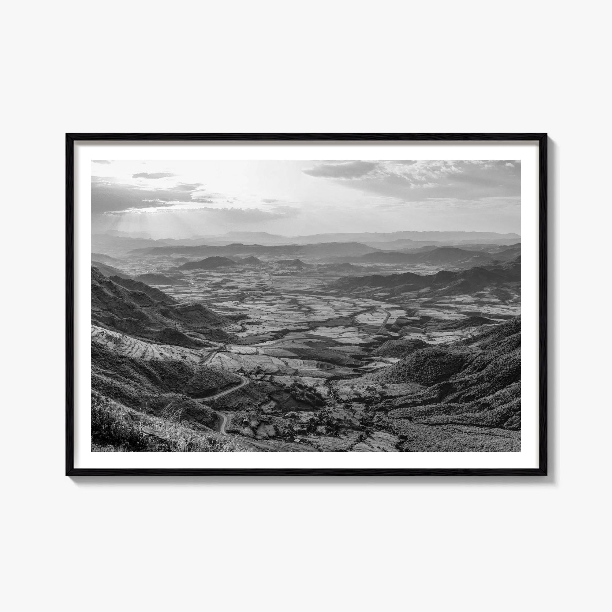 Ethiopia black & white photo poster of Africa – horizontal wall art, unframed print shown in interior mockup