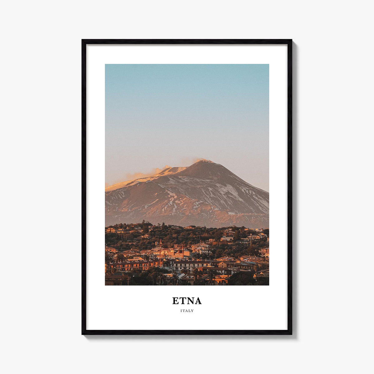 Etna colorful classic poster of Italy – vertical wall art, unframed print shown in interior mockup