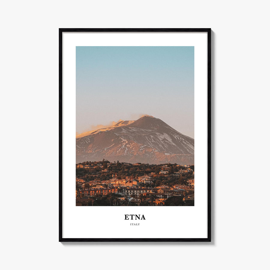 Etna colorful classic poster of Italy – vertical wall art, unframed print shown in interior mockup