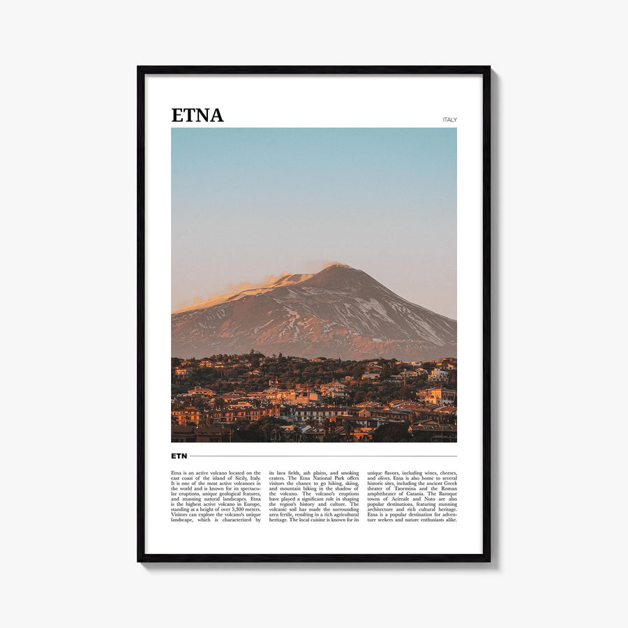 Etna colorful travel poster of Italy – vertical wall art, unframed print shown in interior mockup
