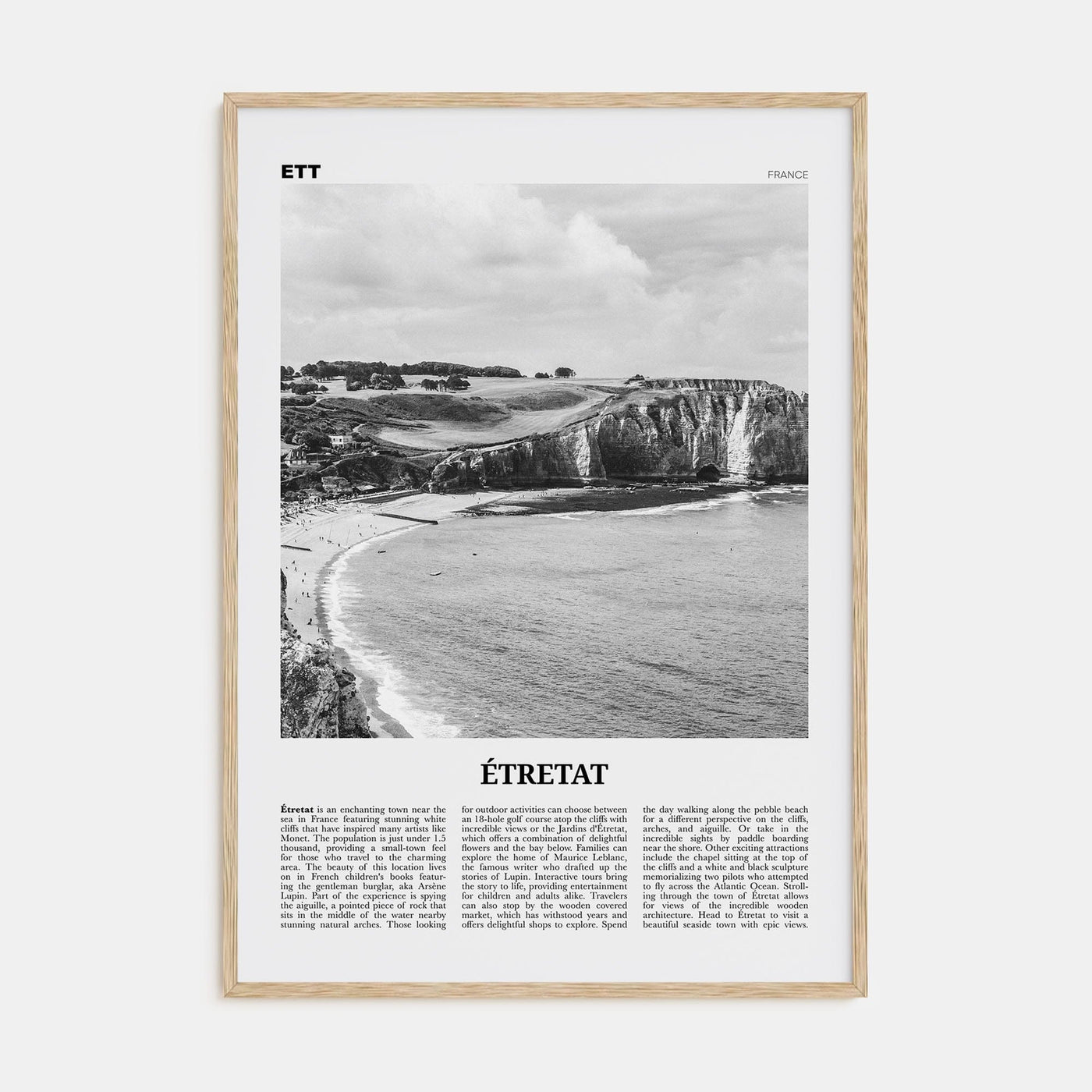 Étretat Poster Natural Wood / 8x12 in Nbourhood Travel B&W Poster