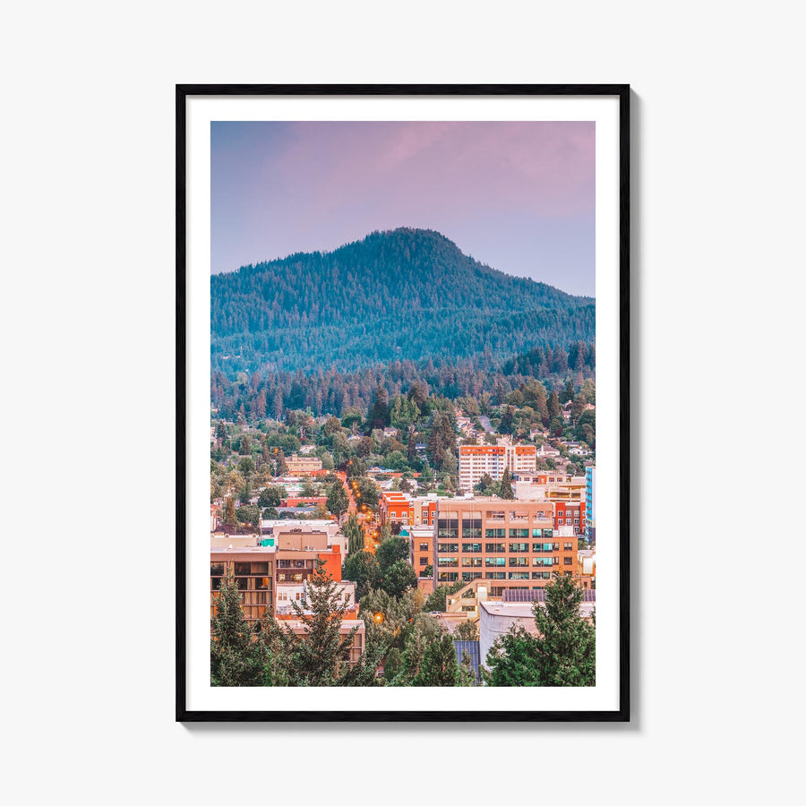 Eugene no. 2 colorful photo poster of Oregon, USA – vertical wall art, unframed print shown in interior mockup