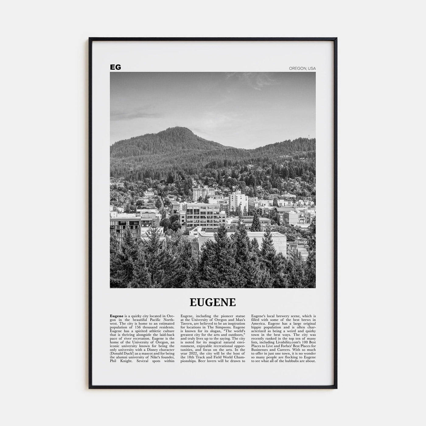 Eugene Poster None / 8x12 in Nbourhood Travel B&W Poster