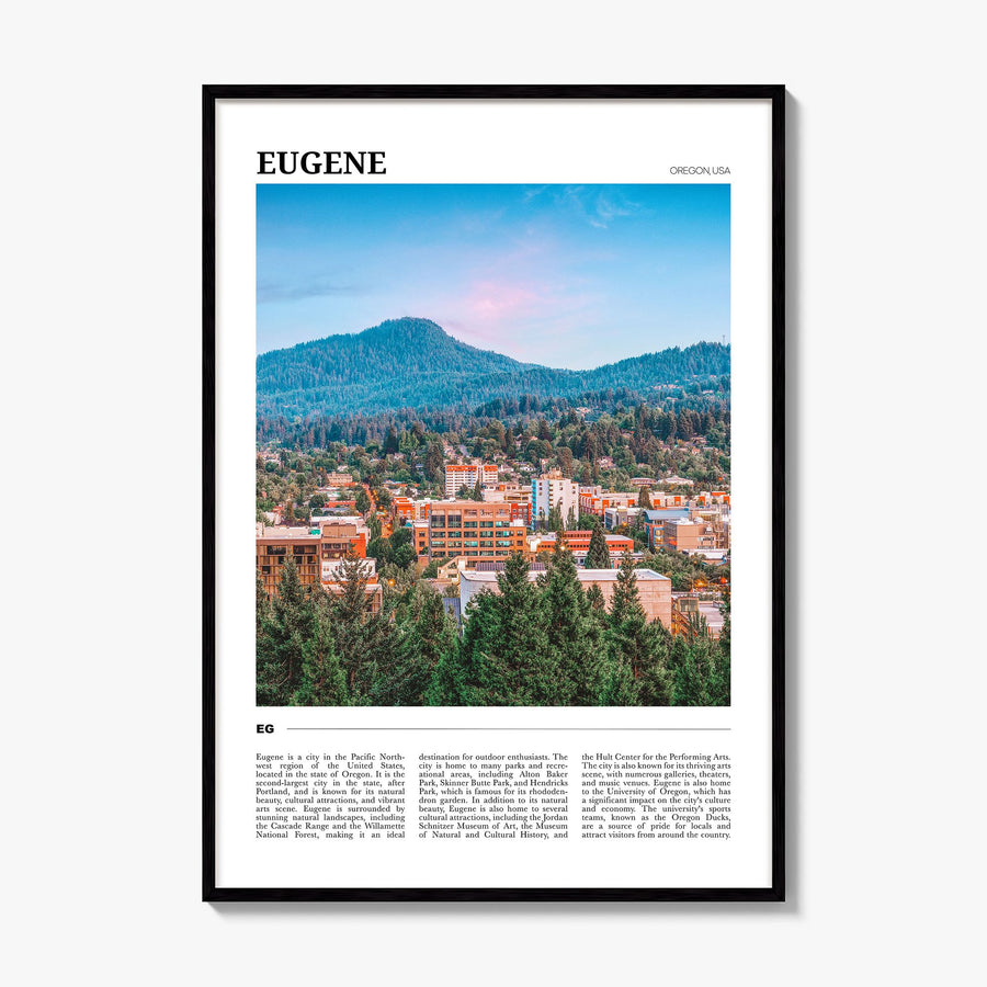 Eugene Travel Poster, framed poster mockup