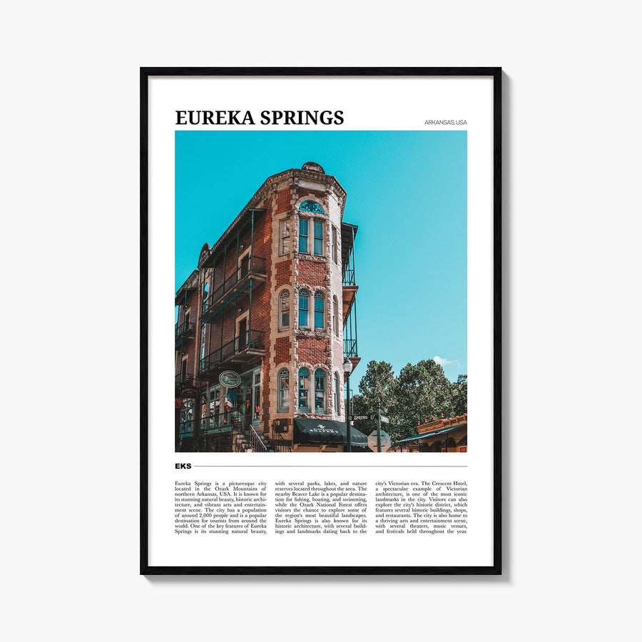 Eureka Springs colorful travel poster of Arkansas, USA – vertical wall art, unframed print shown in interior mockup