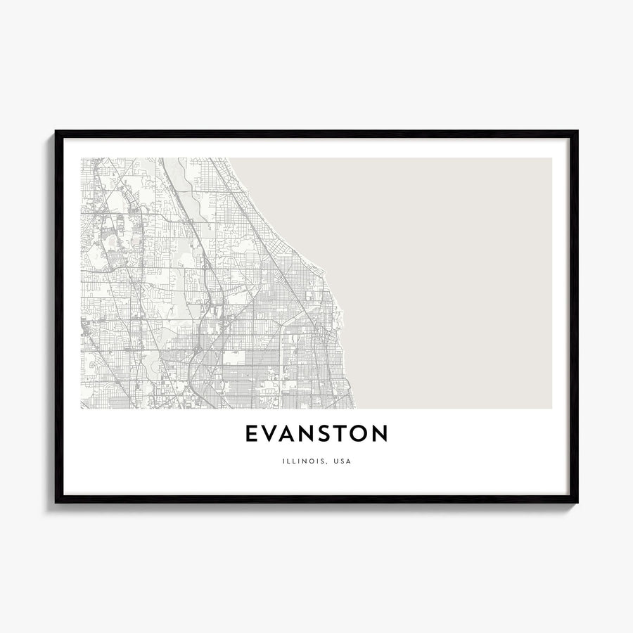 Evanston Map Poster, framed poster mockup