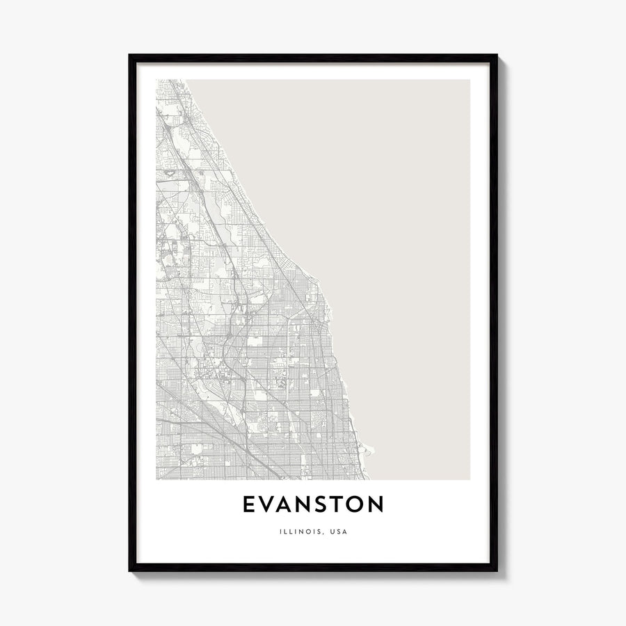 Evanston Map Poster, framed poster mockup