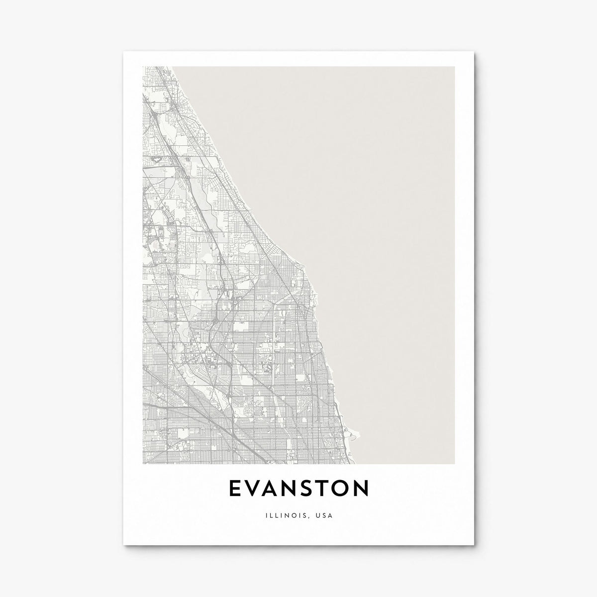 Evanston Map Poster, print only (unframed)