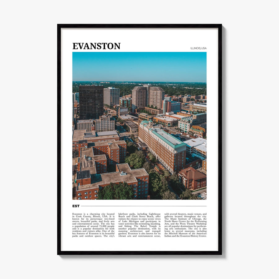 Evanston Travel Poster, framed poster mockup