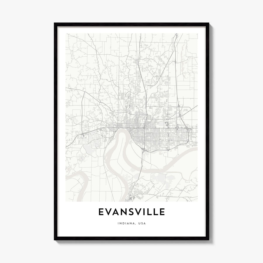 Evansville Map Poster, framed poster mockup