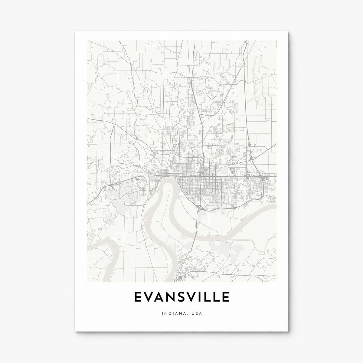 Evansville Map Poster, print only (unframed)