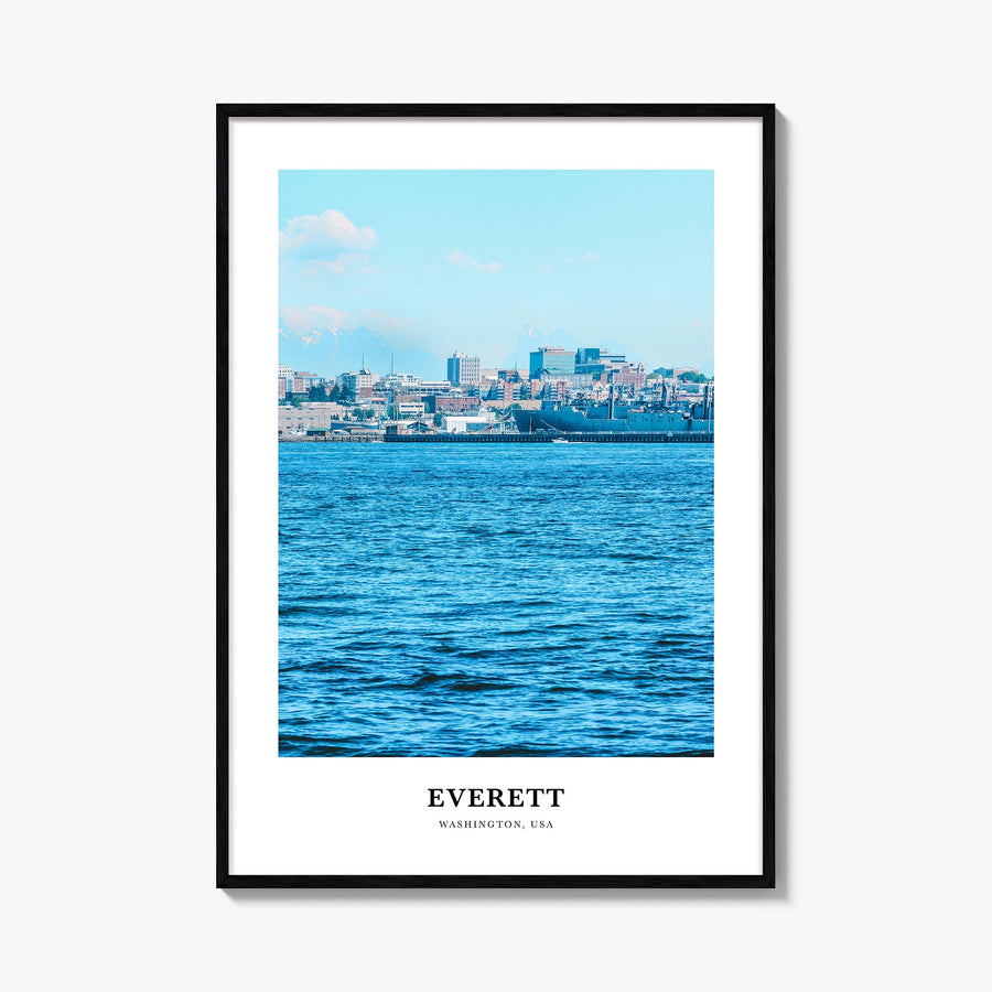 Everett colorful classic poster of Washington, USA – vertical wall art, unframed print shown in interior mockup