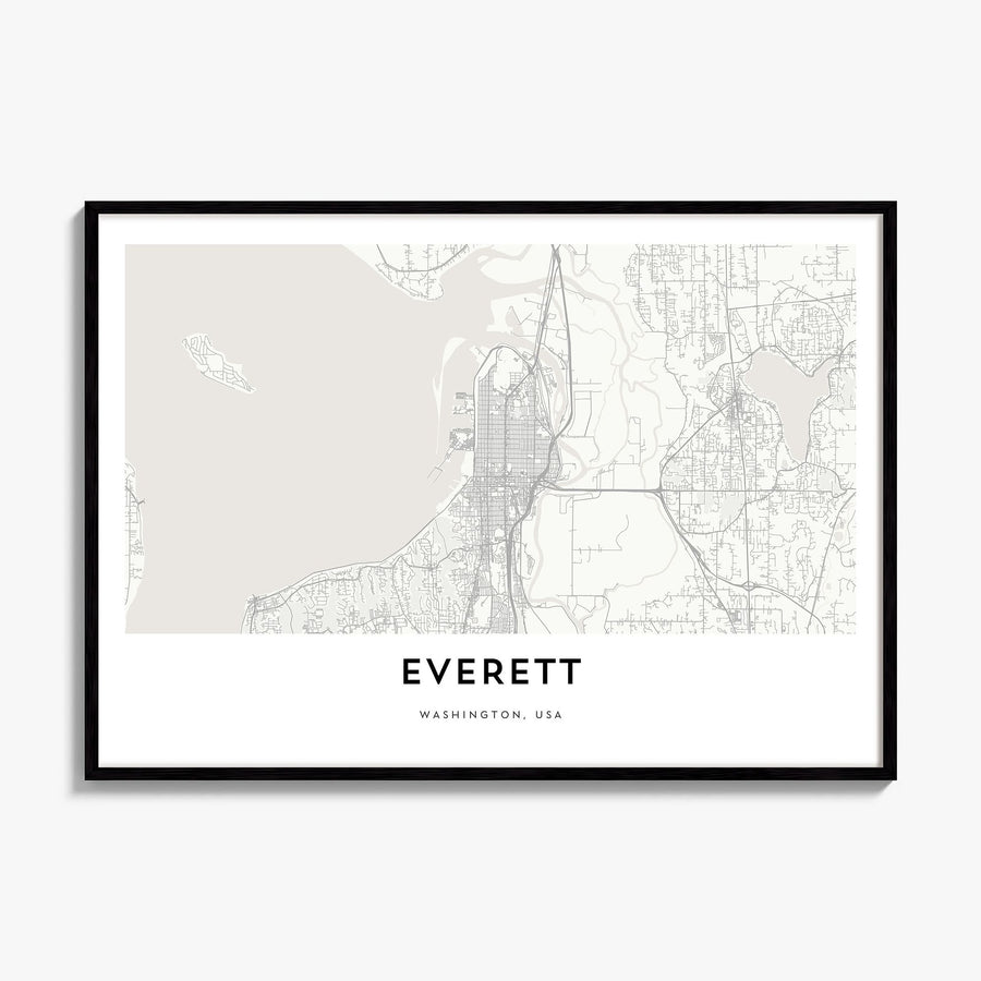 Everett Map Poster, framed poster mockup