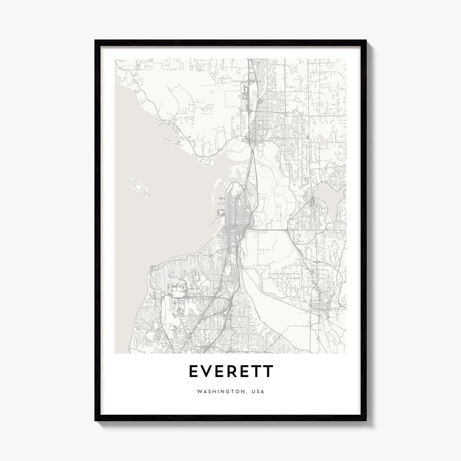 Everett Map Poster, framed poster mockup