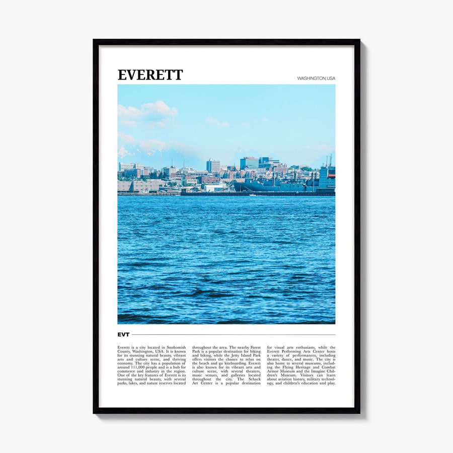 Everett Travel Poster, framed poster mockup
