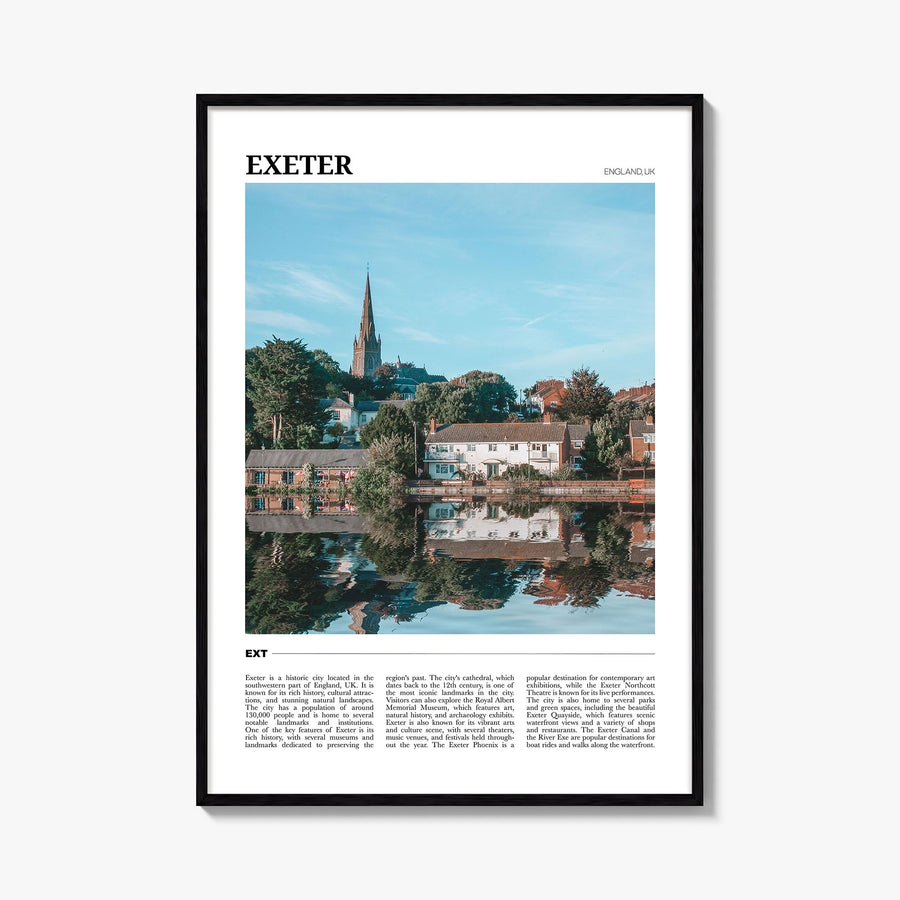 Exeter colorful travel poster of England, UK – vertical wall art, unframed print shown in interior mockup