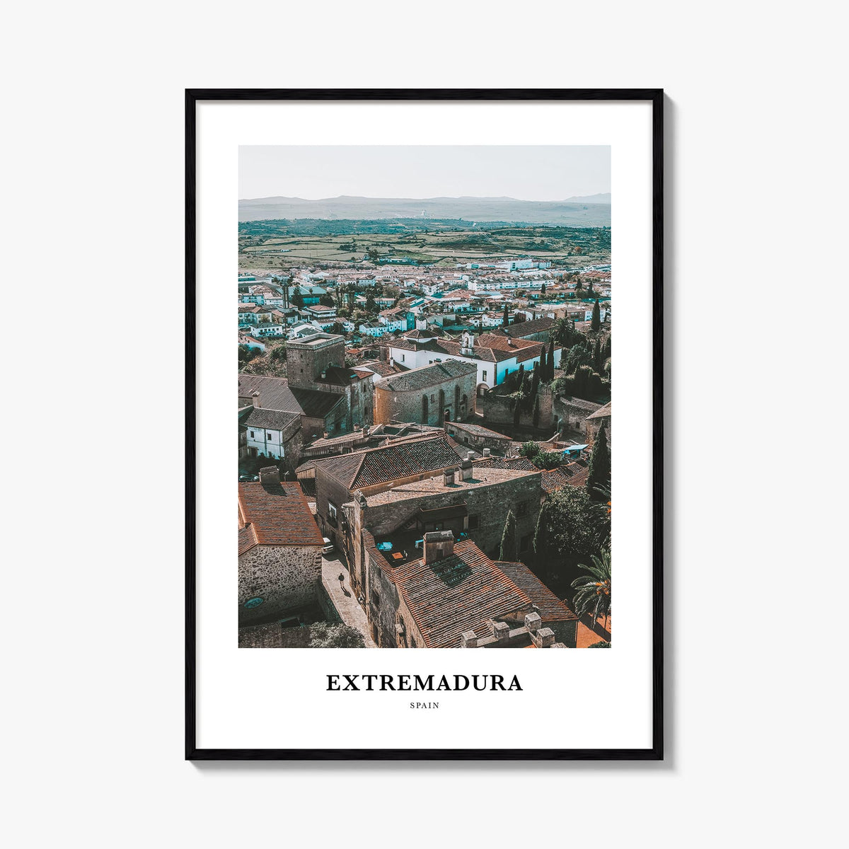 Extremadura colorful classic poster of Spain – vertical wall art, unframed print shown in interior mockup