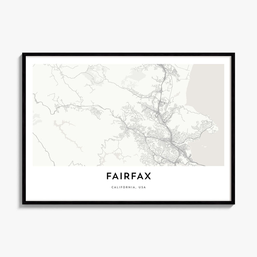 Fairfax, California Map Poster, framed poster mockup