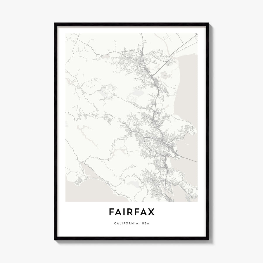 Fairfax, California Map Poster, framed poster mockup