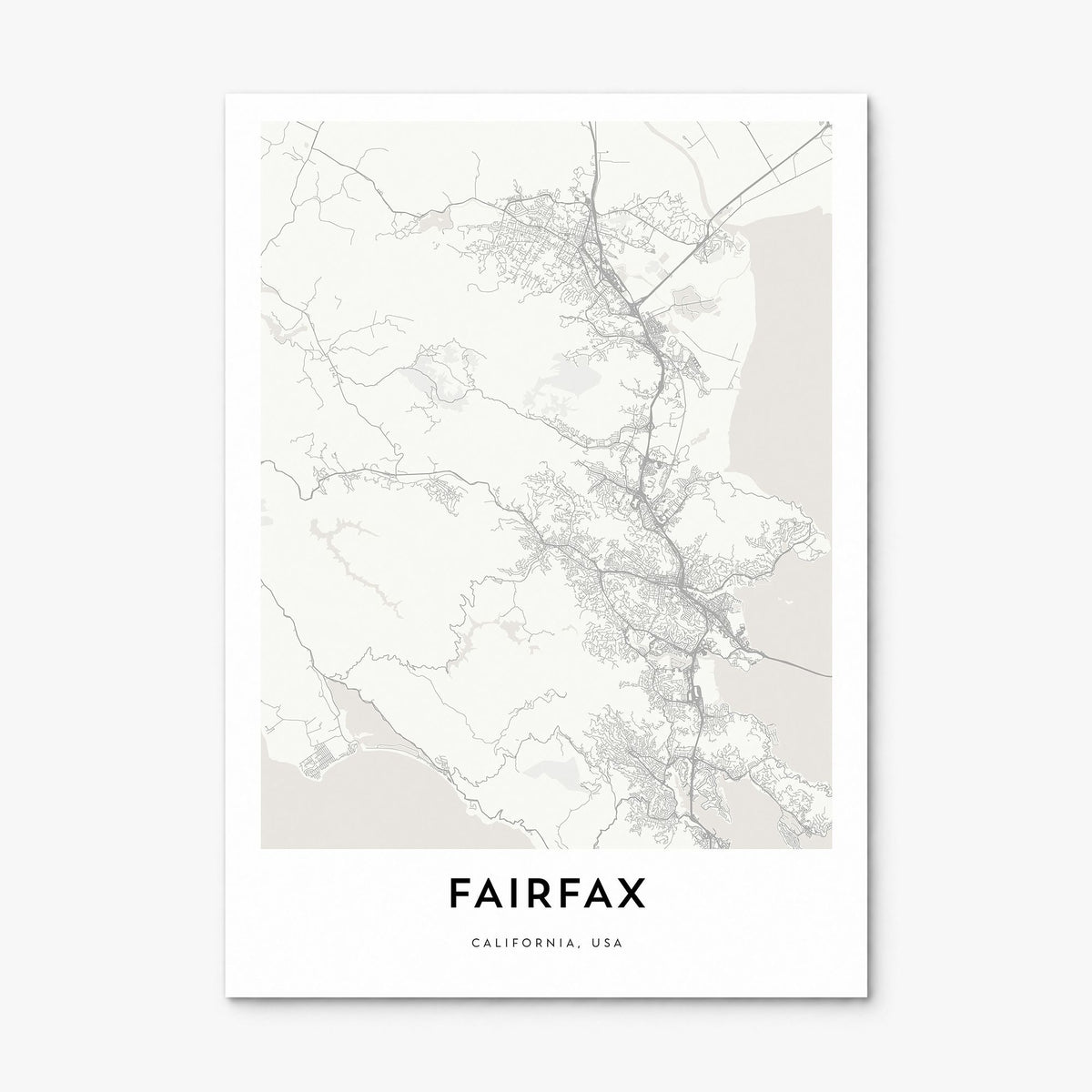 Fairfax, California Map Poster, print only (unframed)