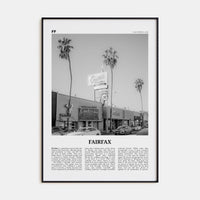 Fairfax, California Poster Black Metal / 8x12 in Nbourhood Travel B&W Poster