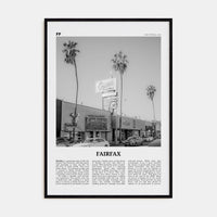 Fairfax, California Poster Black Wood / 8x12 in Nbourhood Travel B&W Poster