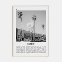 Fairfax, California Poster White Wood / 8x12 in Nbourhood Travel B&W Poster