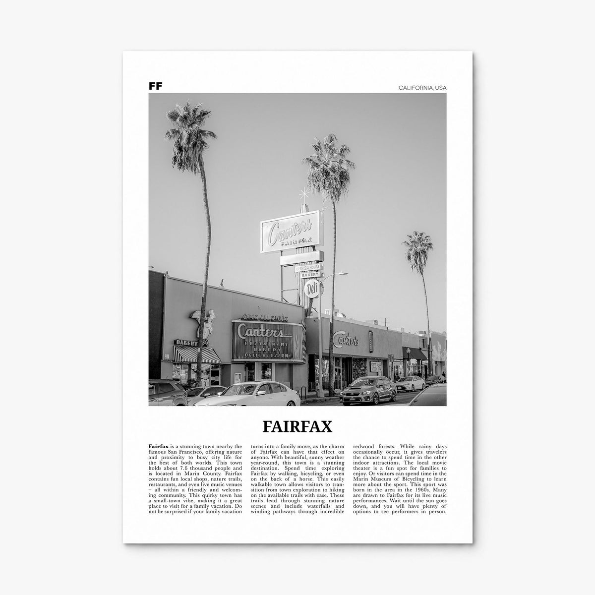 Fairfax, California Newspaper Poster, print only (unframed)