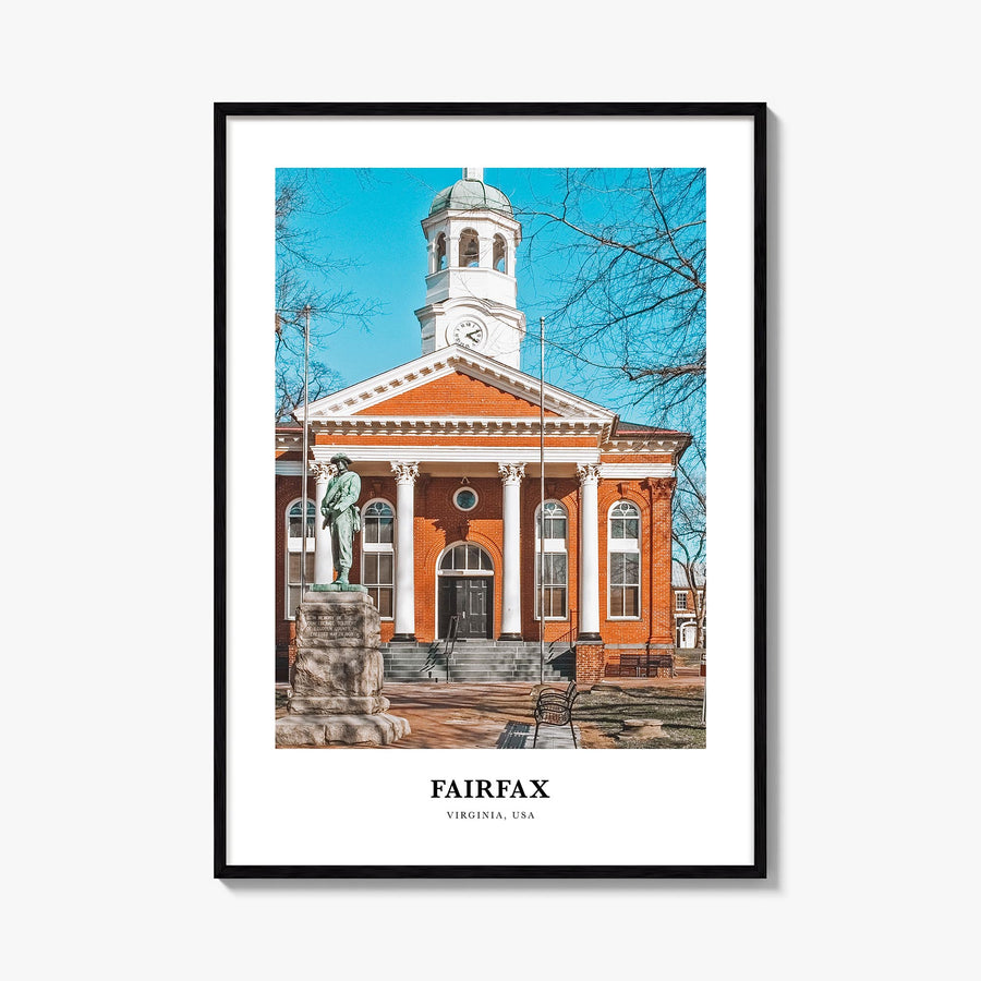 Fairfax colorful classic poster of Virginia, USA – vertical wall art, unframed print shown in interior mockup