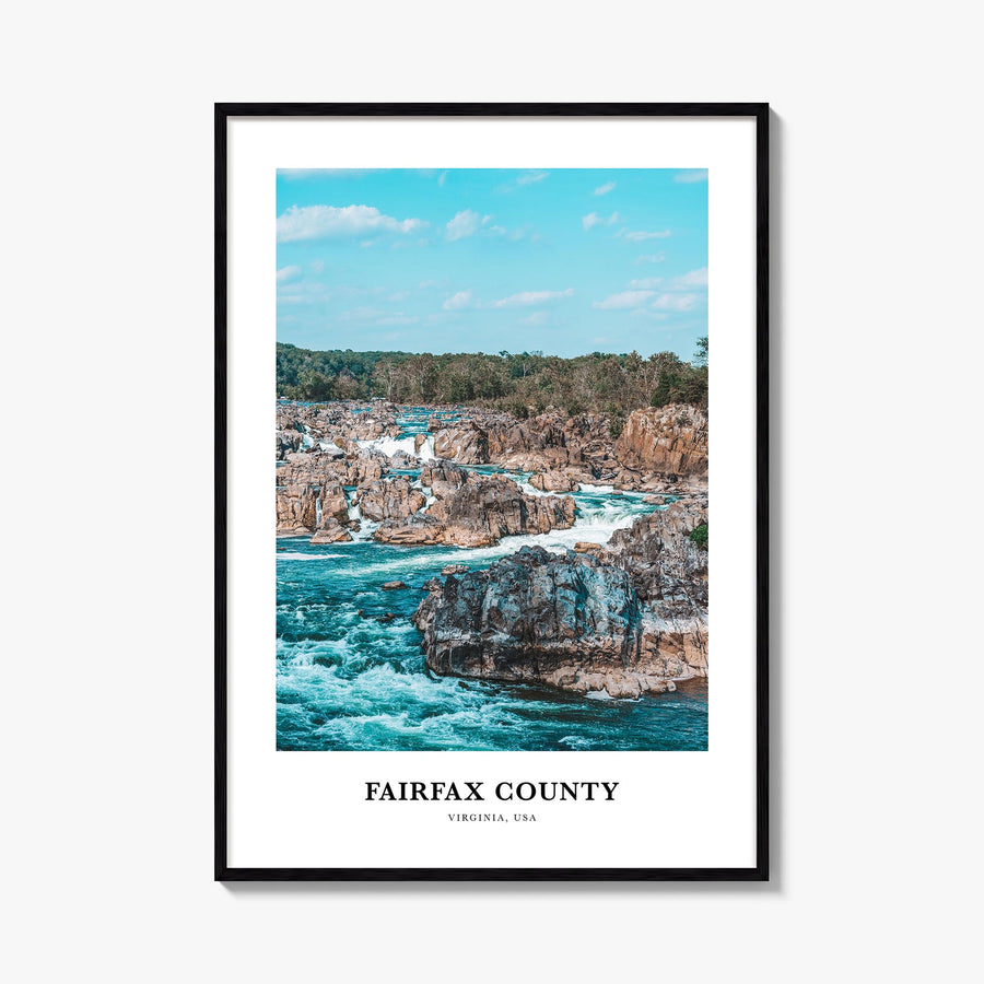 Fairfax County colorful classic poster of Virginia, USA – vertical wall art, unframed print shown in interior mockup
