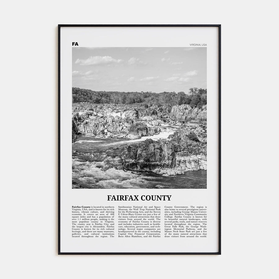 Fairfax County Poster None / 8x12 in Nbourhood Travel B&W Poster