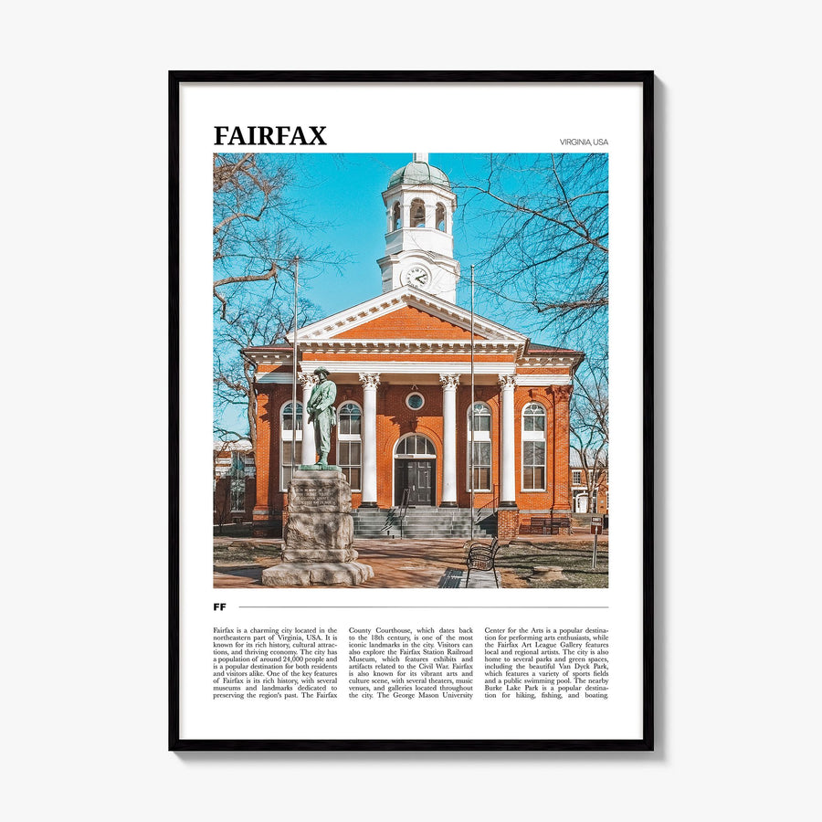 Fairfax, Virginia Travel Poster, framed poster mockup