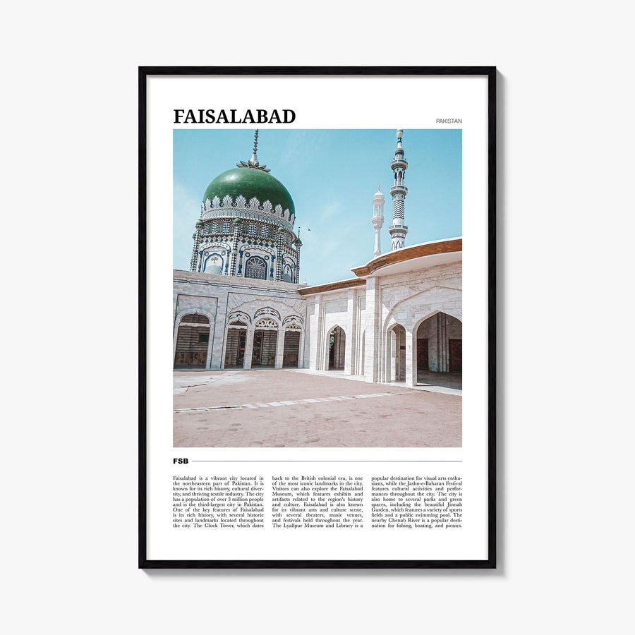 Faisalabad colorful travel poster of Pakistan – vertical wall art, unframed print shown in interior mockup